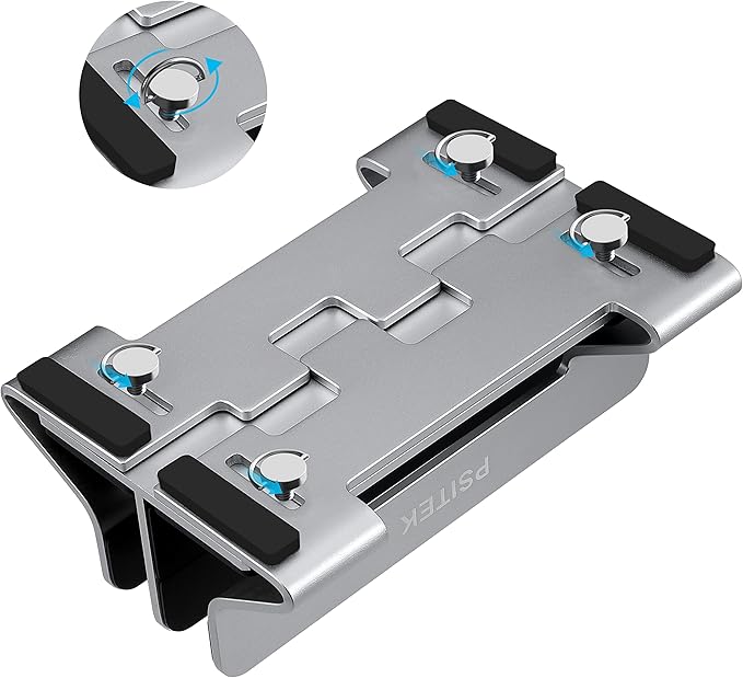 Psitek Aluminum Dual Vertical Laptop Stand Dock Holder, Supports 2 Devices, Adjustable Slot Width 15-36mm, Space-Saving Upright Storage for MacBook and Laptops
