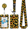 Lanyards for ID Badges Name Tags ID Card Holder,Sunflowers ID Badge Holder with Breakaway Lanyard, Cute Badge Reel Badge Clip Retractable, Women Teacher Nurse Student School Office Gifts, Sunflowers