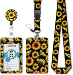Lanyards for ID Badges Name Tags ID Card Holder,Sunflowers ID Badge Holder with Breakaway Lanyard, Cute Badge Reel Badge Clip Retractable, Women Teacher Nurse Student School Office Gifts, Sunflowers