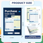 200 Sets Purchase Order Book 5-9/16 x 8-7/16 Inches 2 Part Carbonless Copy Numbered Spiral Bound Purchase Order Forms Receipt Book Invoice Book for Small Business Office (4)
