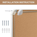 Cork Bulletin Board, 48 X 32 Inches Cork Strip Frame Message Vision Board, Large Wall Mounted Notice Memo Pin Board with 28 Push Pins