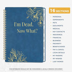 SUNEE End of Life Planner - I‘m Dead Now What Planner, Large Print Spiral-Bound Estate Organizer with Tabs for Seniors & Family. Covers Final Wishes, Passwords & Funeral Planning.A5 (6.4”x8.5“), Blue