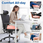 CushyOasis Seat Cushion, Chair Cushions, Office Chair Cushions, Anti-Slip Bottom & Removable Cover Tailbone Pain Relief Cushion, Memory Foam Seat Cushion for Office, Wheelchair, Car (Pink)