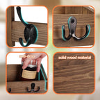 AMBIRD Wall Hooks with Shelf, 26.57 Inch Entryway Wood Coat Hooks for Wall with Shelf, Coat Rack Wall Mount with 5 Dual Hooks 3 Key Hooks Mail Organizer and Key Rack Holder (Brown)