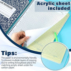 Affrolling 2 Pack Carbonless Lab Notebook Carbon Copy 8.5'' x 11'' 50 Set of Pages 100 Pages Total Laboratory Engineering Chemistry Computation Notebook Science Grid Total Coil Binding(Blue and White)