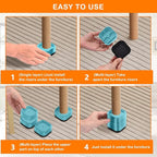 shouwuhho 4 Pack Furniture Risers Adjustable Bed Risers Heavy Duty Lifts Height 1", Square Stackable Bed Risers 1, 2 or 3 Inch for Desk Leg Table Couch Sofa Chair Bed Frame Legs Dorm, Blue