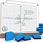 Dry Erase XY Axis Graph Lap Boards 9”X12” for Student and Classroom Use, Math whiteboards (Double Sided White Boards) Erasers Included (12 Pack Graph)