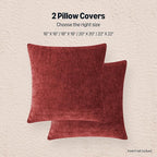 Amazon Basics Chenille Throw Pillow Covers, Home Decor Cushion Cover for Bedroom Living Room Couch Bed, 22" W × 22" L, Burgundy