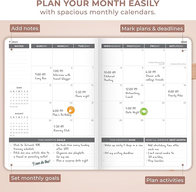 Clever Fox Dated Planner 2026-2027 – Weekly Life Planner Notebook for Time Management – Planner with Habits Tracker & To-Do List (Rose Gold)