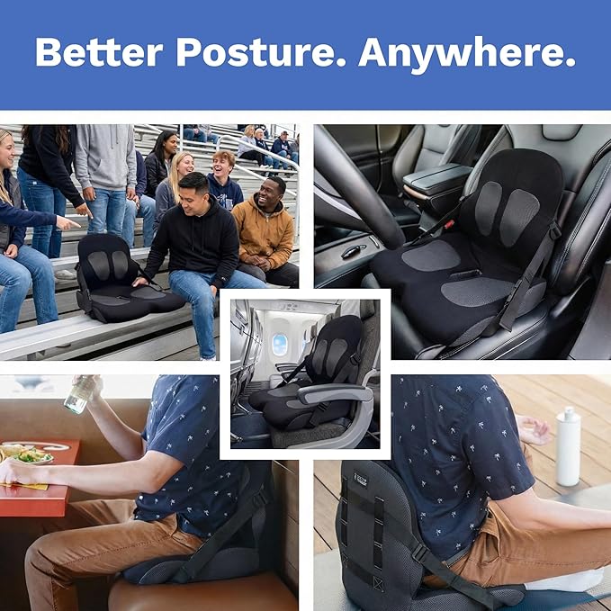 Lifted Lumbar: Adjust Lumbar in Any Seat | Developed by a Doctor | Seat Cushion for Office Chair, Car, Truck Driver, Bleachers | Pressure Relief | Designed w/Spine Specialists for Long Sitting Hours