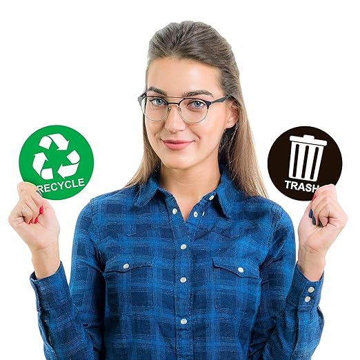 Recycle Sticker for Trash Bins - Perfect Recycling Stickers for Trash Can - 2 Pack - 5" by 5" Decal Logo - Ideal Label Sign for Home or Office Refuse Bin - Suitable for Indoor/Outdoor use
