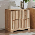 JXQTLINGMU 2 Drawer File Cabinet with Charging Station, 30" Fluted Lateral File Cabinet w/Files Hanging Rod for Letter/Legal/A4, Large Tabletop for Printer, Office Wood Printer Cabinets, Oak