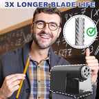 AFMAT PSX2 Electric Pencil Sharpener for Classroom, 6 Holes, Heavy Duty Pencil Sharpener for 6-11mm Pencils, Auto Stop, Save Pencils, School Teacher Must Have Pencil Sharpeners Plug in, Gray