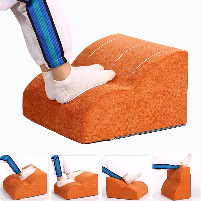 OpyTikar Foot Rest for Under Desk at Work.Multifunctional 3-Tier Foot Stool,with Washable Footrest.for Under Desk,Office Chair Gaming Chair & Sofa,Leg Elevation Pillow,Supports Posture (Orange)