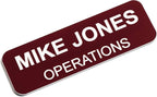 Custom Engraved Name Tag Badges – Personalized Identification with Pin or Magnetic Backing, 1 Inch x 3 Inches, Claret/White