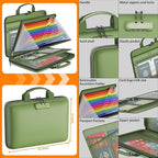 Fireproof File Organizer with Lock, Hard-Shell Case Fireproof Document Box with 13 Colorful Pockets Accordion File Folder, Important Document Organizer for Letter A4 Files Laptop Passports (Green)
