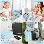 SANANT Large Capacity Pencil Case with Pull-out Structure - Multifunctional Extra Big Pencil Pouch Pen bag, Portable Stationery Organizer with Zipper, Office School Supplies for Teen Boys Girls, Blue