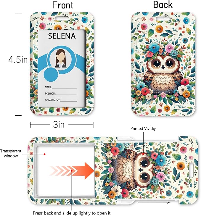 Teacher Lanyards for ID Badges, Owl Badge Holder Retractable Lanyard Name Tags Vertical Card Holder, Detachable Lanyard Badge Reel Retractable, Nurse Workers Women Office Gifts