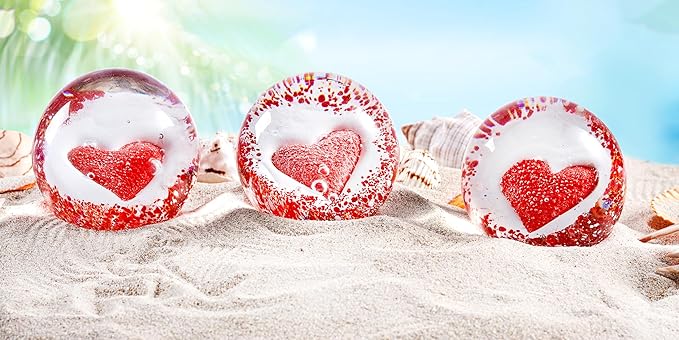 Hand Blown Glass Red Heart Paperweight ball for Birthday Gift,Home Decor Collectible,Office Decor Lovers.