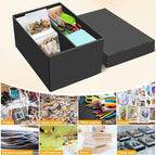 REAQUE 4 Pack Photo Storage Boxes for 4" x 6" Pictures – 2-Compartment Portable Photo Organizer Boxes with Lids, Craft Supply Container for Stickers, Scrapbooking, Stamps, Seeds, Memory Keepsakes