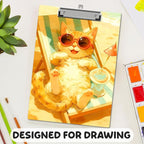 APIILVPQ Cat Clipboard, Cute Clipboards with Low Profile Clip for Office School Use, Cats Lover Gifts Wooden Clip Boards for Nurses Teachers Students - C02