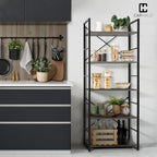 CAPHAUS 5 Tier Bookshelf, 24 Inch Width Free Standing Shelf, Bookcase Shelf Storage Organizer, Industrial Book Shelves for Home Office, Living Room, Kitchen, Dark Grey