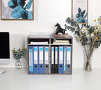 TQVAI Wood Literature Organizer, 12 Slots Hold 6000 Sheets A4 Papers, Wooden Desk Paper File Storage Organizer with Adjustable Shelves, Mailbox Cubbies for Office Home Classroom, Retro Grey/White