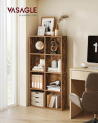 VASAGLE Custos Collection - Bookshelf, Bookcase, Cube Shelf with 8 Compartments, 9.4 x 25.8 x 51 Inches, Storage Shelf, for Living Room, Home Office, Dining Room, Rustic Brown ULBC424K01