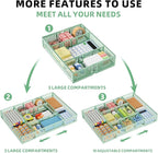 Marbrasse Expandable Desk Drawer Organizer, Mesh Drawer Organizer Tray with 10 Adjustable Compartments, Desk Organizers and Accessories for Office Supplies, Makeup & Vanity (Expandable-Green)