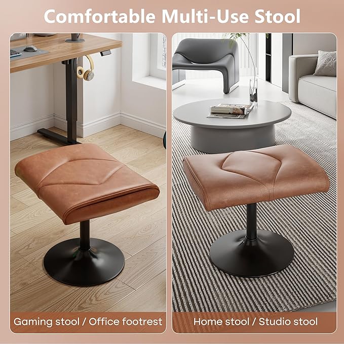 VECELO Foot Rest Under Desk Ottoman, PU Height Adjustable Footrest with Comfort Padding, Leg Rest for Desk for Relieving Leg Pain, Stiffness, and etc, Black