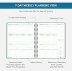 Planner Pad Spiral Bound January-December 2026/ Calendar Year 6 3/4" x 8 1/2" Medium 3-Tier Funnel Down 12 Month Organizer, Greenish Grey Cover/Soft Green Ink