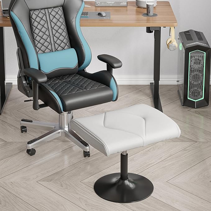 VECELO Foot Rest Under Desk Ottoman, PU Height Adjustable Footrest with Comfort Padding, Leg Rest for Desk for Relieving Leg Pain, Stiffness, and etc, Black