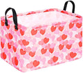 FUULOXE Rectangular Valentines Basket Storage Bin for Shelves Girls Gifts Baskets Foldable Box with Handles for Home Office Car Dormroom Valentine's Day Party Supplies