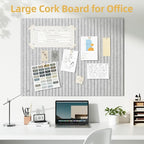 Large Cork Board for Wall 48" x 60" Gray Bulletin Board with Safe Removable Adhesive Squares for Pictures Photos, Alternative CorkBoard Felt Pin Boards Tiles for Office Classroom Wall Decor - 20 Pack