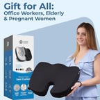 Seat Cushion for Office Chairs - Tailbone, Coccyx Pain Relief - Butt, Pressure & Sciatica Relief - Gaming, Wheelchair, Car & Desk Pillow, Black