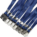 Beebel Lanyards 100 Pack Nylon Flat Badge Lanyard for Id Badge Name Tag (Navy Blue, 100 Pack)