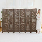 5.6 Ft Folding Room Divider, Portable Privacy Screen & Partition, No Assembly Required for Use as Cat Litter Box Cover, Clutter Hider, Room Separator, 6 Panels (Brown)