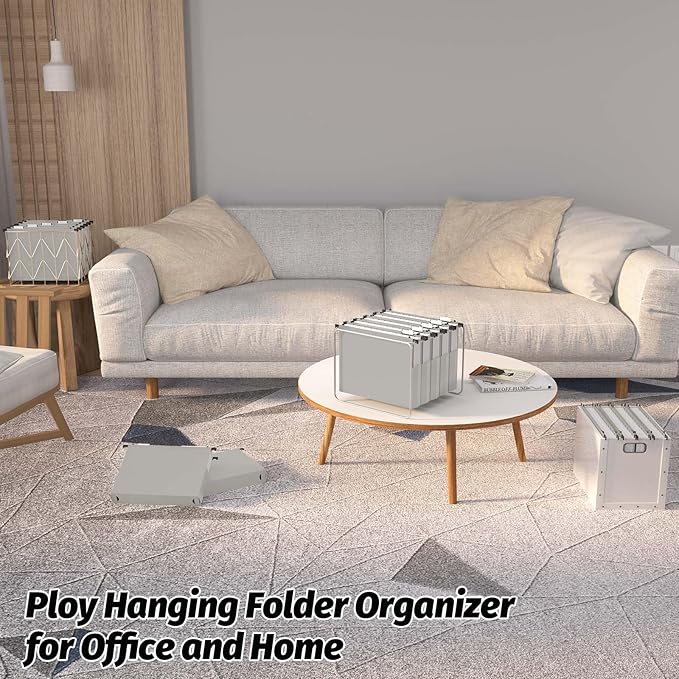 Shutex Extra Capacity Plastic Hanging File Folders,12 Pack Reinforced Expanding Hang Folder Letter Size,Accordian Pocket,Heavy Duty 2 Inch Expansion, Hard Hanging Folder Organizer for Office Home,Grey