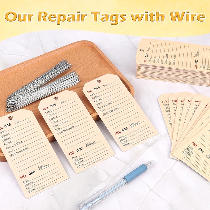 200 Pack Red Repair Tags with Wire Rope Service Repair Tags Numbered with Wire Durable 2.6 x 5.25 Inch Labels for Production Equipment Maintenance Price Notice (200, White, 2.6x5.25in)