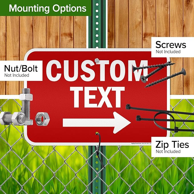 Custom Arrow,Custom Directional Sign, Right Arrow, 12x18 Inches, 3M EGP Reflective, Rust Free .063 Aluminum, Fade Resistant, Made in USA by My Sign Center