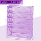 GDINDINFAN Hanging Wall File Organizer 6 Tier Wall Mounted Mail Paper Folder Holder Document Organization Stand, Vertical Desk Magazine Rack for Office Home Cubicle Countertop, Light Purple
