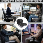 Orthopedic Cushion for Office Chair and Car, Memory Foam Seat Cushion with Lumbar Support Pillow, Instant Relieve Pressure on Back, Hips, Tailbone, Improves Sitting Posture (2, Black)