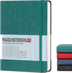 TSFPapier Lined Journal Notebook for Women Men 216 Pages A5 Hardcover Journals for Writing Daily Journaling Notebook for Work, School, Note Taking, Business, Travel Dark Green