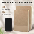 TSFPapier Lined Journal Notebook for Work College Ruled Note Book 5.79"x8.27" A5 PU Leather Daily Journaling 216 Pages for Women Men Writing Home School Supplies Business (Khaki)