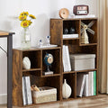 VECELO Wide Bookshelf Set, Fits 9.3" × 10-12.8" Hardcovers, Cube Storage Bookcases, Free-Standing for Living Room, Bedroom, Home Office, 2/3-Tier, 2-Pack, Brown