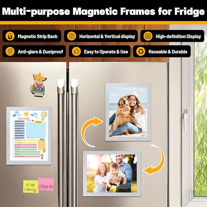 VAIIGO 20Packs Magnetic Sign Holder 8.5x11 for Fridge & Metal Surfaces - Magnetic Frames with File/Paper/Document Holder - Photos/Pictures/Posters Frame for Commercial Offices/Stores (Silver)