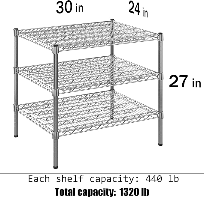Regal Altair 24" Deep x 30" Wide x 27" Height Wire Shelving Kit | 3-Tier | NSF Commercial Storage Rack Unit