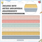ForraFun 120 Pcs 12 Inch Plastic Ruler Bulk Colorful Transparent Ruler with Imperial and Metric Scales for Back School Office Supplies Home Tool Operation Measuring Drawing(Bohemian Colors)