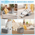 Novabright Foot Rest Under Desk at Work with 3 Adjustable Height, Non-Slip Ergonomic Foot Stool with Gel Top and Warm Pocket for Home Office Car Leg Back Rest(17" X 11" X 17",Cambered,Gray)