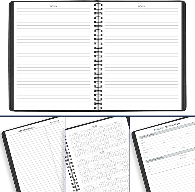 AT-A-GLANCE 2026 Appointment Book Planner, Weekly, 7" x 8-3/4", Medium, Quarter-Hourly, Black (709510526)